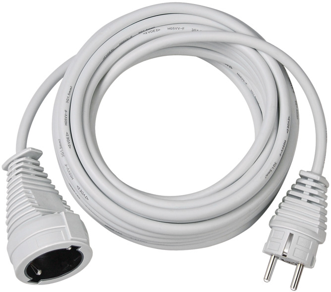 Verlängerungskabel mit Schutzkontakt-Stecker und -Kupplung für den Innenbereich