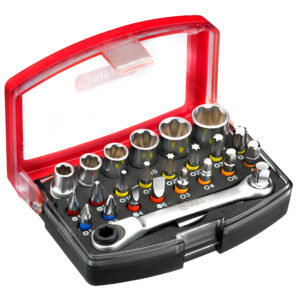 Conmetall Bit-/ Steckschlüsselsatz 25-teilig mit Ratschen-Ring- schlüssel